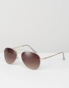 Aldo Aviator Sunglasses With Taupe Lens - Gold