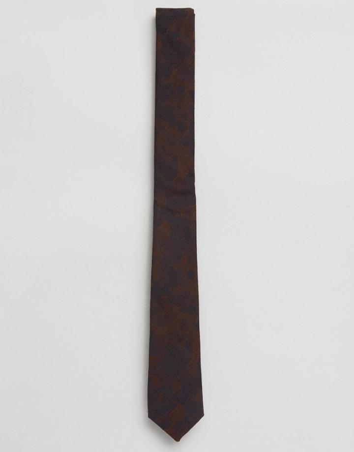 Asos Slim Tie In Brown Camo - Brown