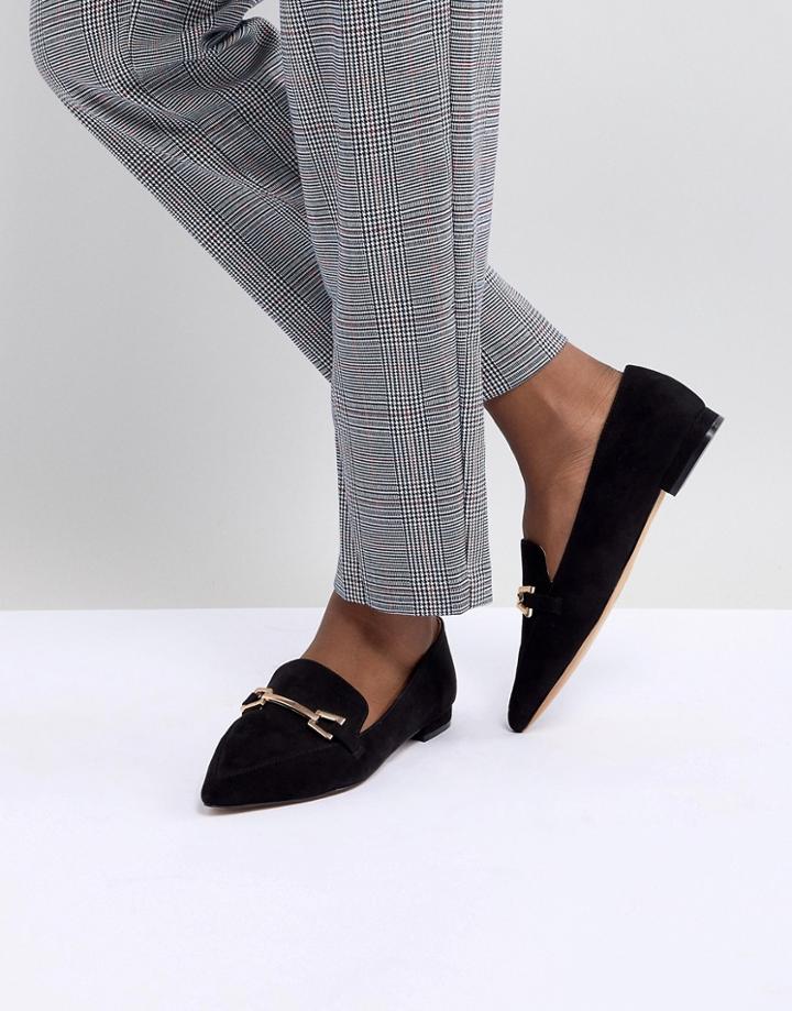 Asos Design Lance Pointed Loafer Ballet Flats - Black