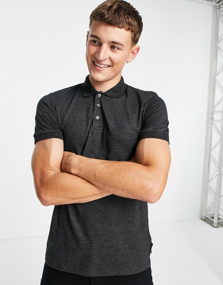 French Connection Polo In Charcoal-grey