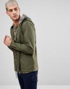 Pretty Green Cotton Sevenoaks Jacket With Printed Paisley Hood In Khaki - Green