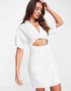 Vero Moda Mini Shirt Dress With Cut Out In White
