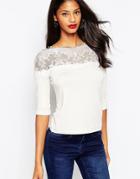 Asos Top With Lace Off Shoulder Detail - Cream