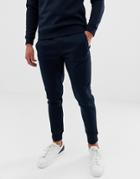 Emporio Armani Fleece Lined Cuff Sweat Sweatpants In Navy - Navy