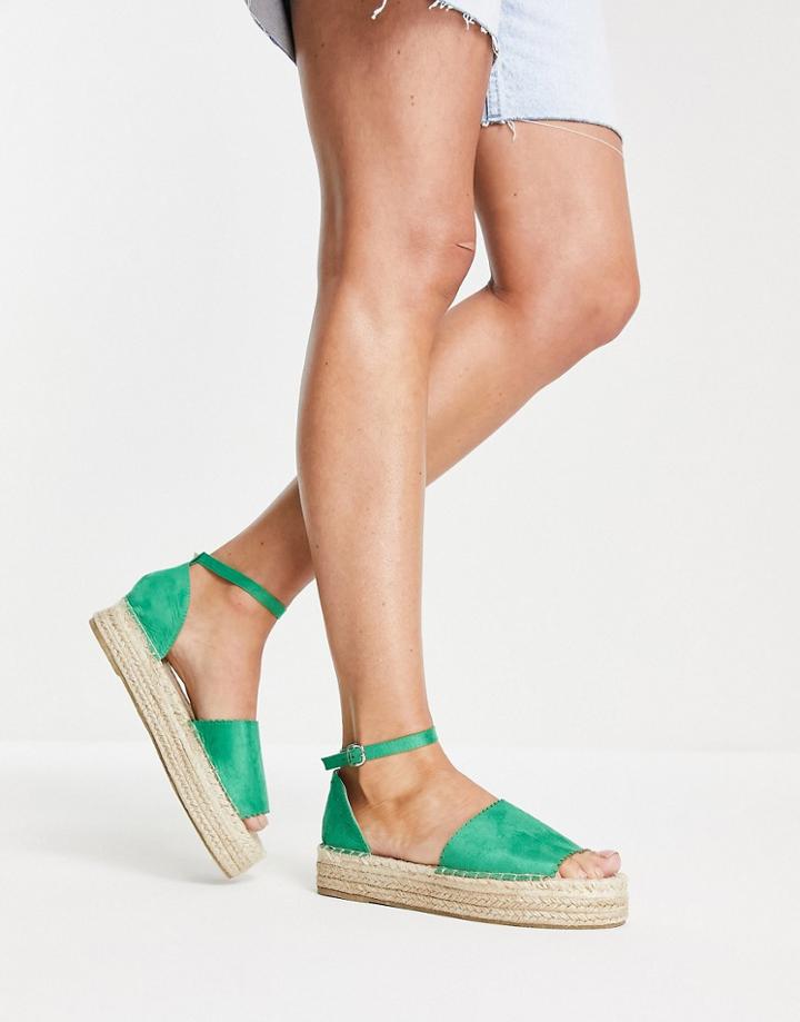 South Beach Flatform Espadrille Sandals In Green