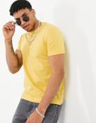 Asos Design T-shirt With Roll Sleeve In Yellow