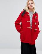 Gloverall Mid Monty Coat In Red - Red