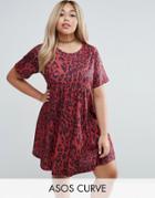 Asos Curve Ultimate Smock Dress In Leopard Print - Multi