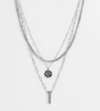 Reclaimed Vintage Inspired Multirow Necklace With Roman Medallion-silver