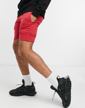 Avant Garde Embossed Shorts In Red - Part Of A Set