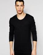 Selected Homme Scoop Neck Boucle Knitted Sweater - Black