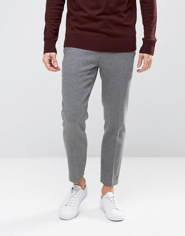Bellfield Cropped Pants In Wool Mix - Gray