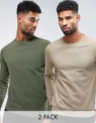 Asos Sweatshirt 2 Pack Khaki/ Beige Save - Multi