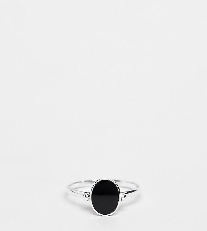 Kingsley Ryan Black Oval Ring In Sterling Silver