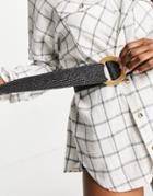 French Connection Woven Belt With Circle Buckle In Black