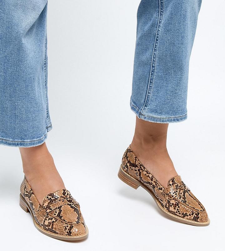 Asos Design Wide Fit Munch Loafer Flat Shoes - Multi