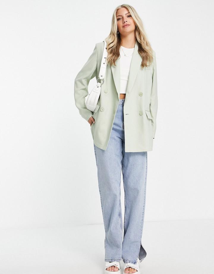 Urban Revivo Oversized Blazer In Dusty Green