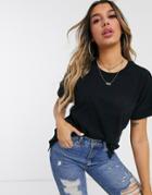 Asos Design Oversized Boyfriend T-shirt With Roll Sleeve In Black
