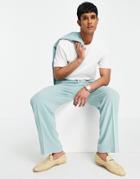 Asos Design Soft Tailored Wide Leg Suit Pants In Pastel Green Crepe