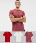 Hollister 3 Pack Icon Logo T-shirt In White/red/burgundy - Multi