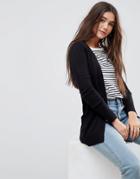 Brave Soul Buzz Longline Cardigan - Black