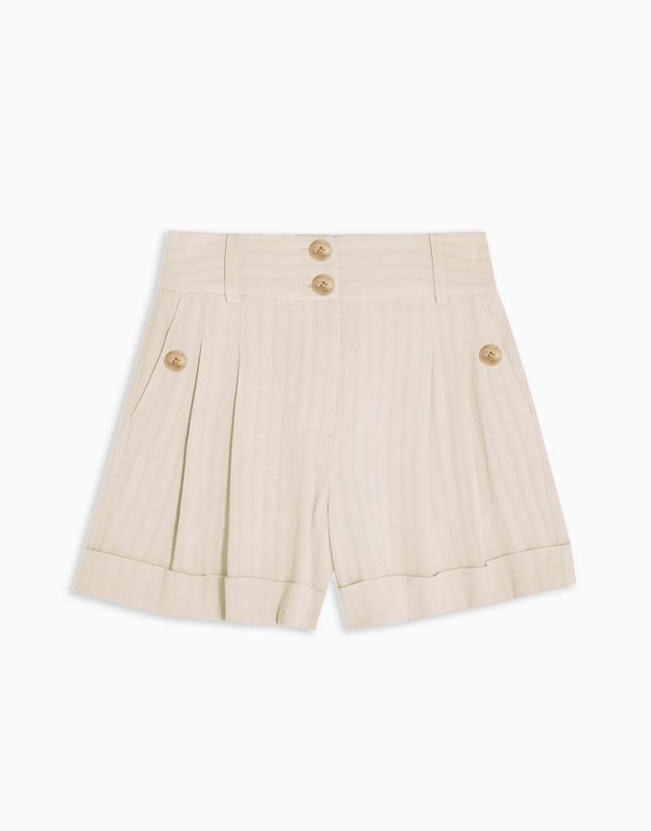 Topshop Striped Shorts In Ivory-brown