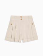 Topshop Striped Shorts In Ivory-brown