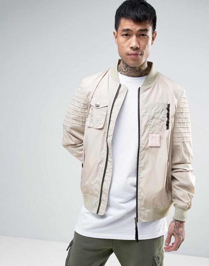 Cayler & Sons Bomber Jacket With Pocket Detail - Beige