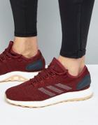 Adidas Pure Boost Sneakers In Burgundy Ba8895 - Red