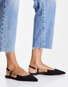 Asos Design Limitless Pointed Chain Ballet Flats In Black