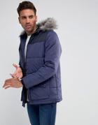 Another Influence Hooded Quilted Coat - Navy