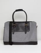 Asos Carryall In Gray Melton With Faux Leather Trims - Gray