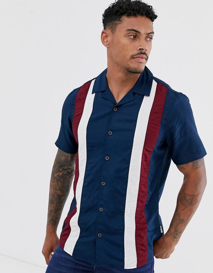 Only & Sons Stripe Revere Collar Shirt In White - White