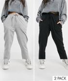 Asos Design Basic Sweatpants With Tie 2 Pack Save-multi