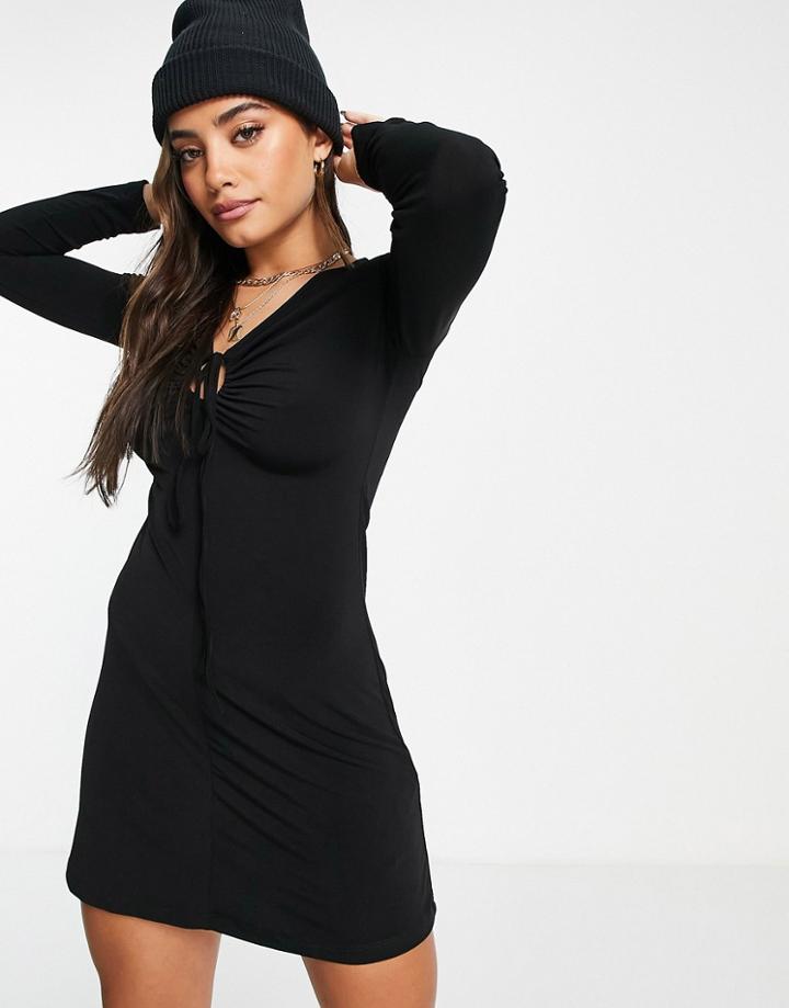 Stradivarius Cut-out Detail Mini Dress In Black
