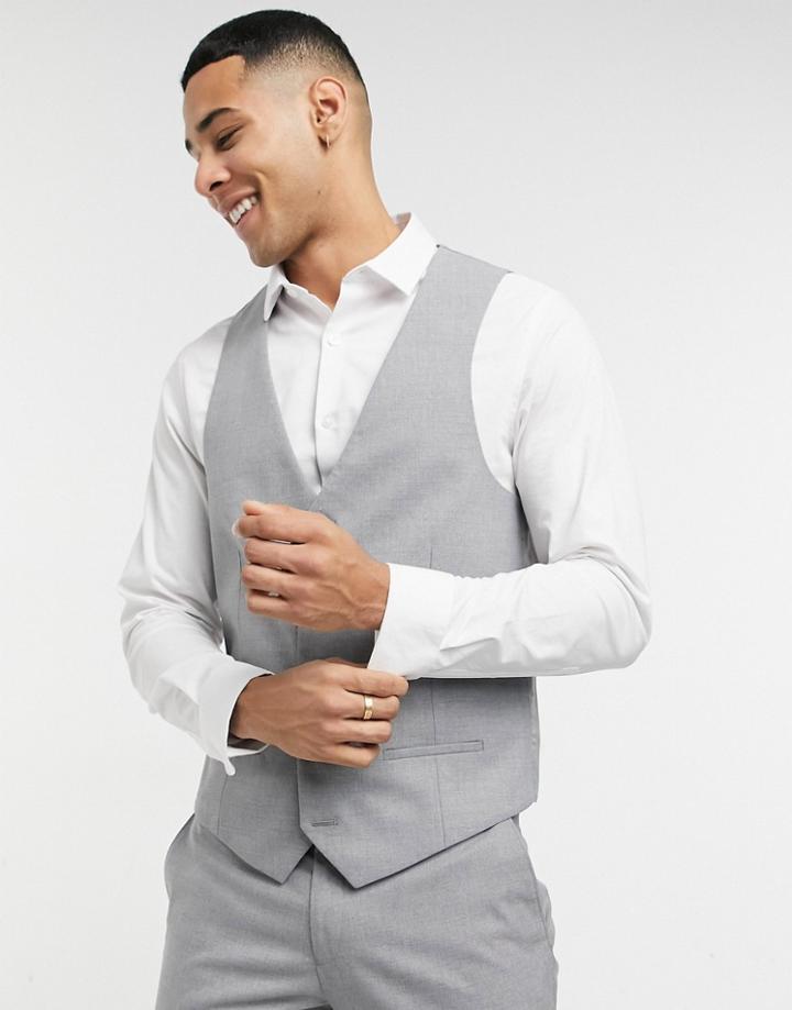 River Island Suit Vest In Gray-grey