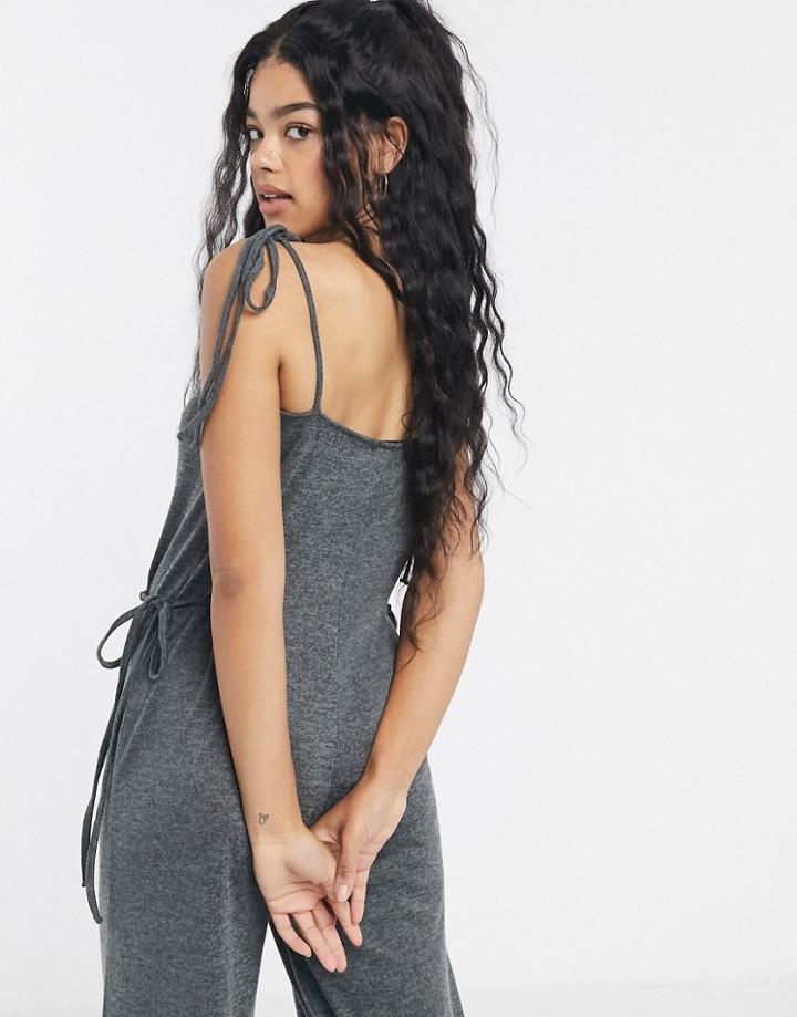 Unique 21 Loungewear Jersey Crooped Jumpsuit-gray