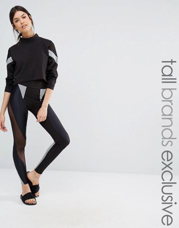 Quontum Tall Mesh Insert Color Block Detail Legging - Black