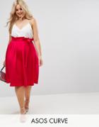 Asos Curve Paperbag Scuba Prom Skirt - Red