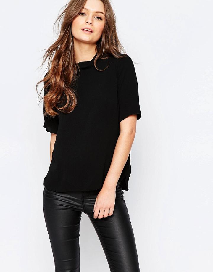 New Look High Neck Sleeve Top - Black