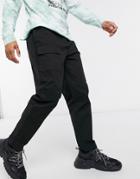 Asos Design Wide Leg Cargo Pants In Black