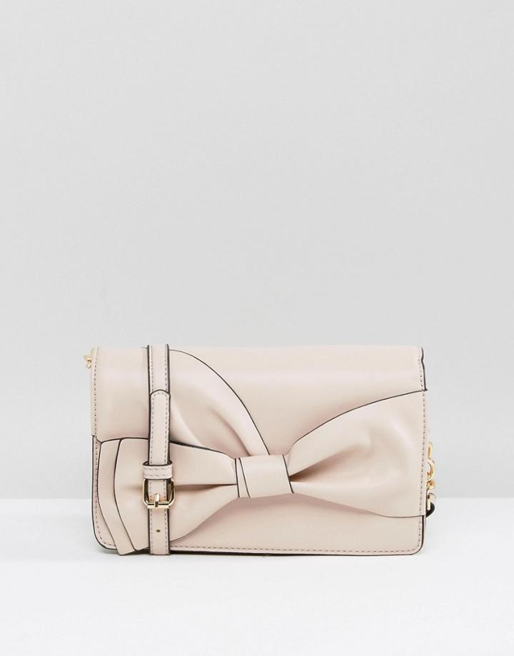 Aldo Blush Bow Clutch With Crossbody Strap - Pink