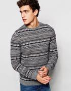 Asos Lambswool Rich Sweater In Multi Fair Isle Pattern - Multi