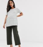 Asos Design Maternity Casual Pants With Straight Leg And Raw Hem-green