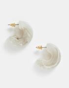Asos Design Hoop Earrings In Solid Marbled Gray Resin Design - Gray