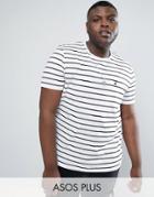 Asos Plus Stripe T-shirt With Logo - White
