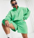Asos Design Curve 70s Shorts In Green - Part Of A Set