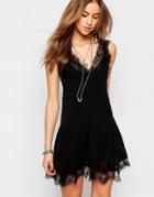 Pull & Bear Lace Mini Dress - Black
