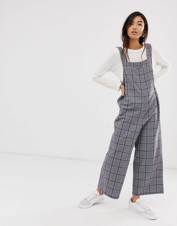 Asos Design Minimal Overall In Check - Multi