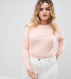 Asos Design Curve Ultimate Top With Long Sleeve And Crew Neck In Pink - Pink
